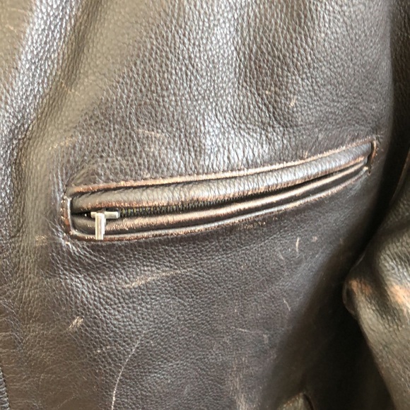 SzM mens dark brown distressed leather coat - Picture 4 of 12